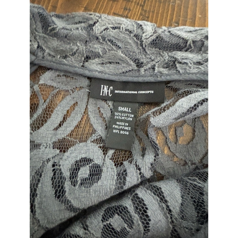 INC International Concepts Small Gray Lace Moto Vest Romantic Edgy Biker Chic - Picture 8 of 9